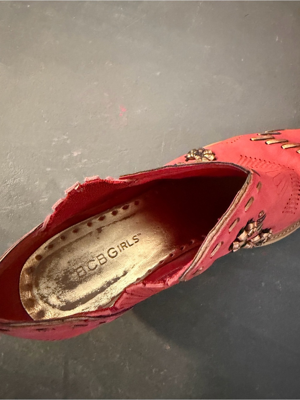 BCBGirls Red leather Embellished Cutout Western Booties size - Picture 5 of 7